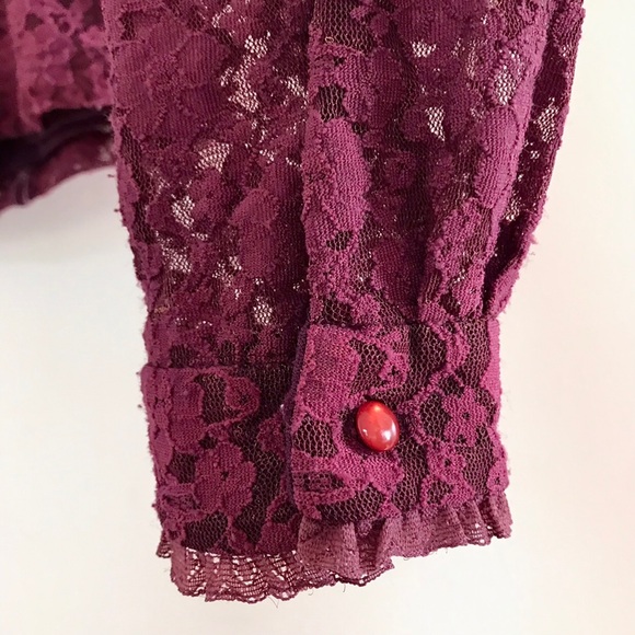 Women's Plum/burgundy Purple Lace Blouse - Picture 8 of 10